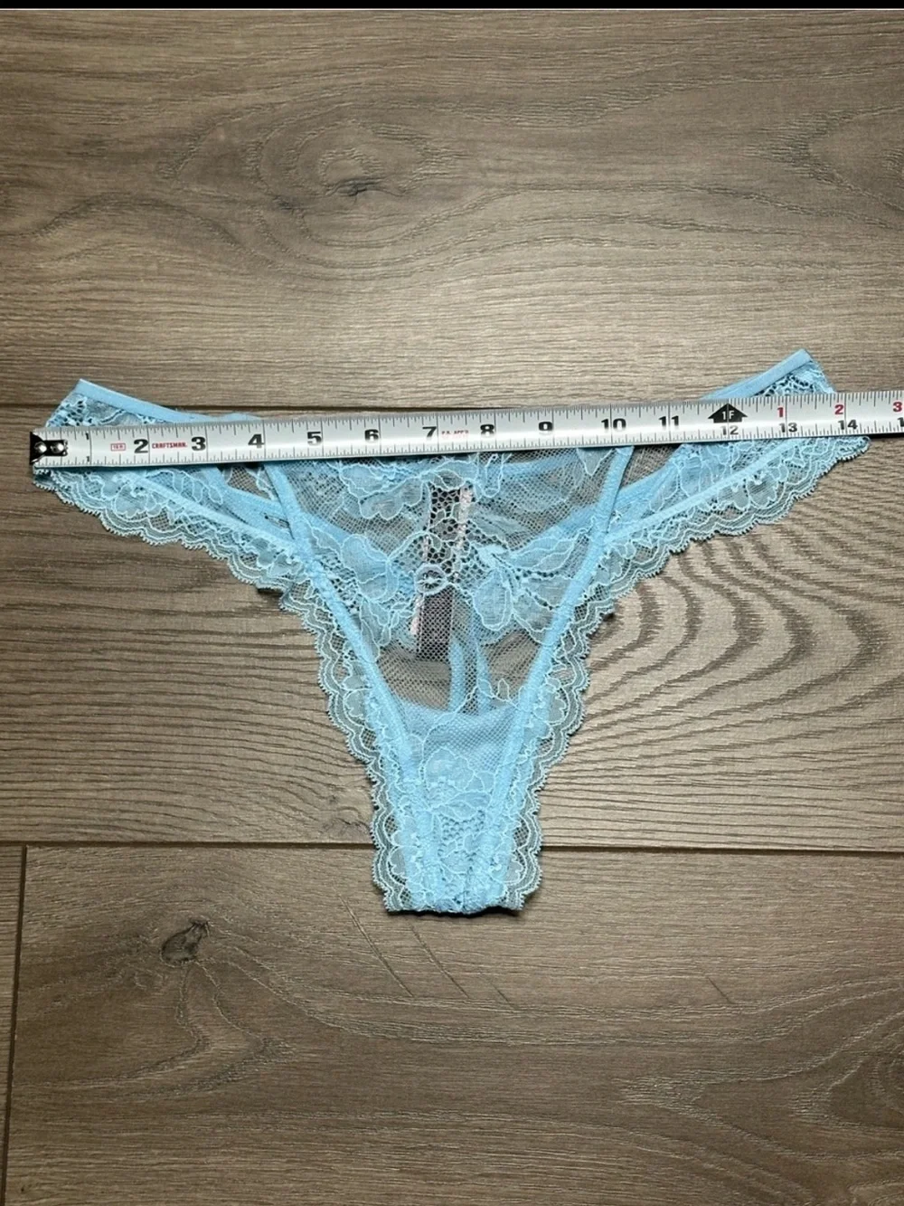 Victoria's Secret Very Sexy Lace Garter Slip And Thong Panty Set Blue Medium